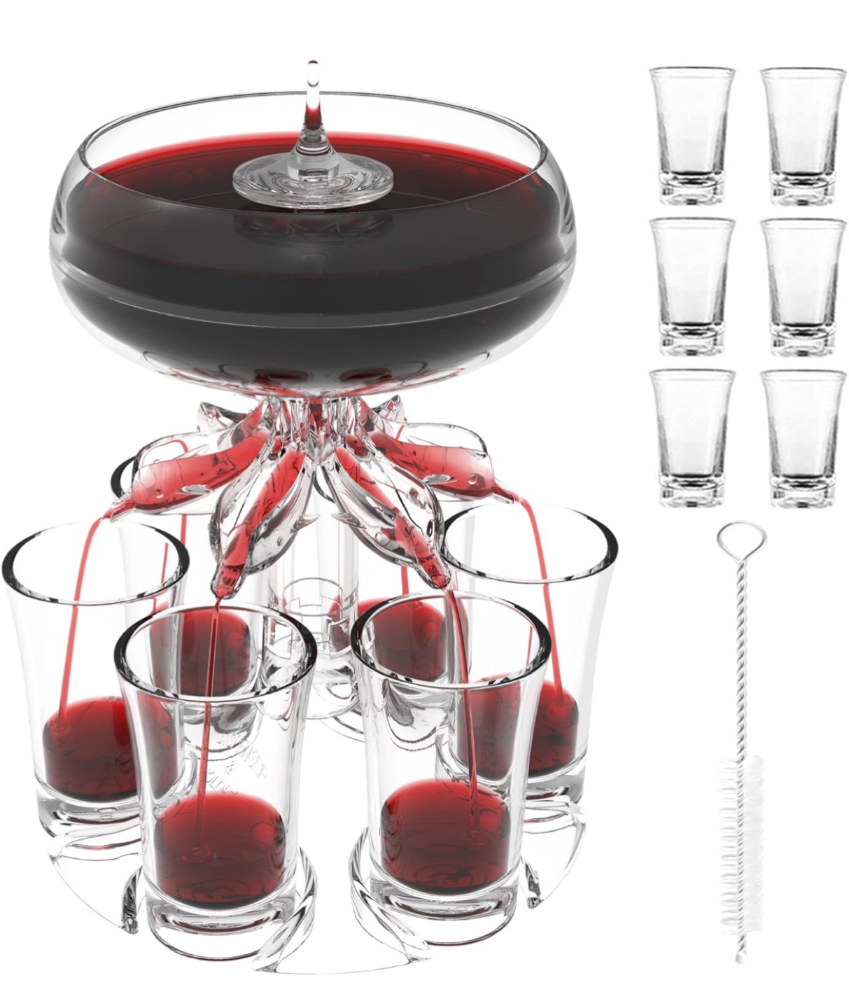 Dolphin Siphon Shot Glass Dispenser - 6 Shot Glasses