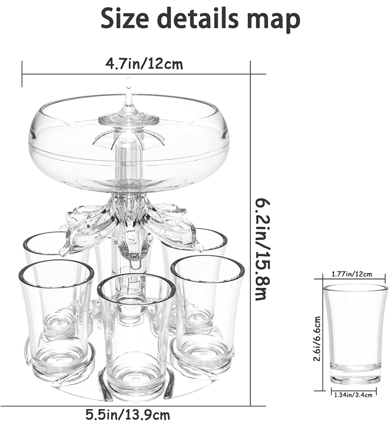 Dolphin Siphon Shot Glass Dispenser - 6 Shot Glasses - photo 3
