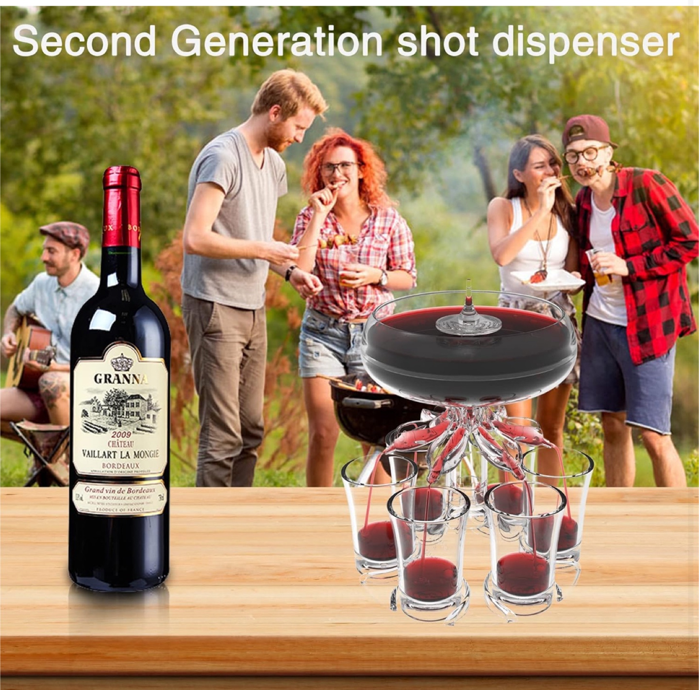 Dolphin Siphon Shot Glass Dispenser - 6 Shot Glasses - photo 2