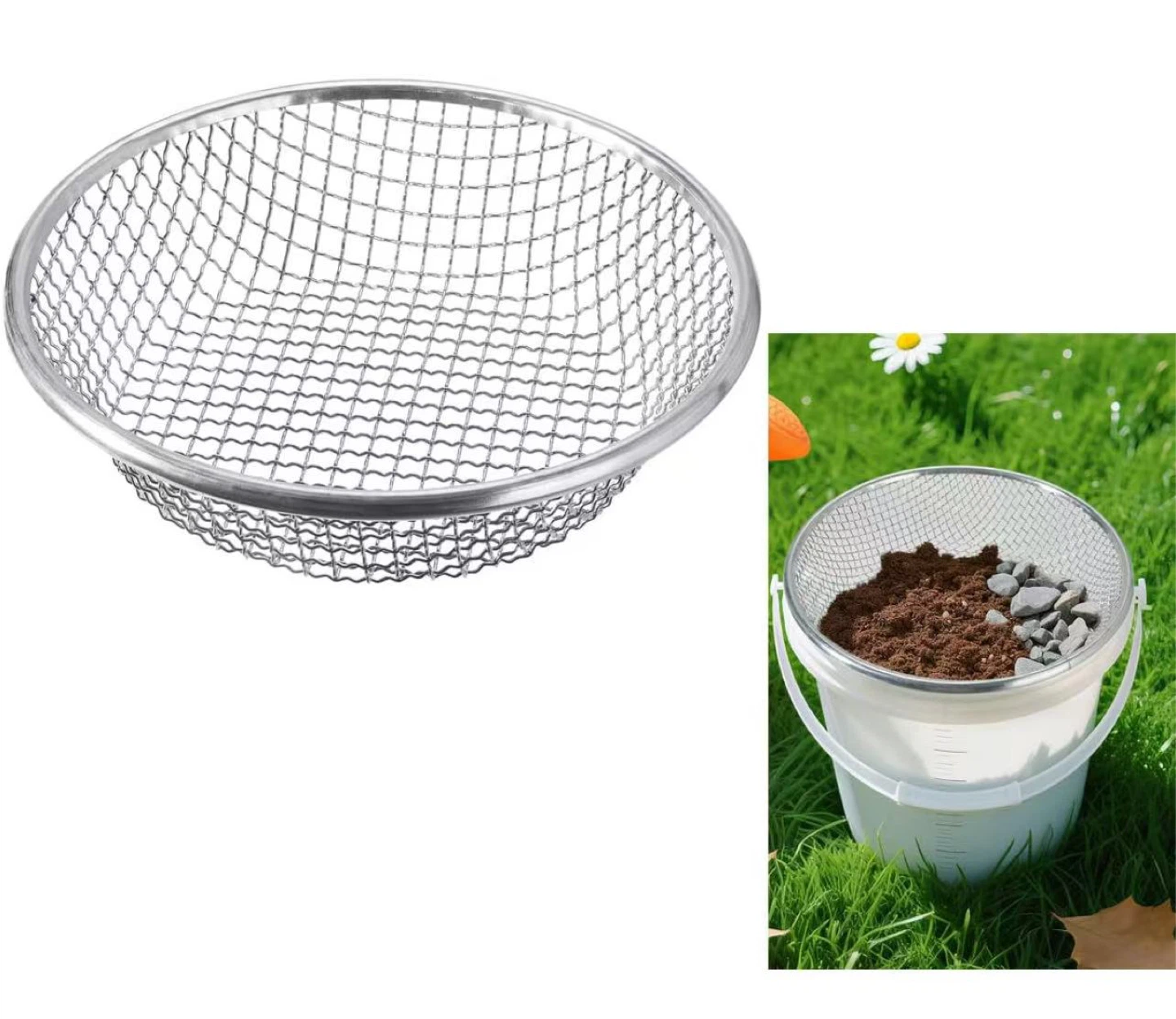 Soil Sifter with Stainless Steel Mesh - 11.8 inch