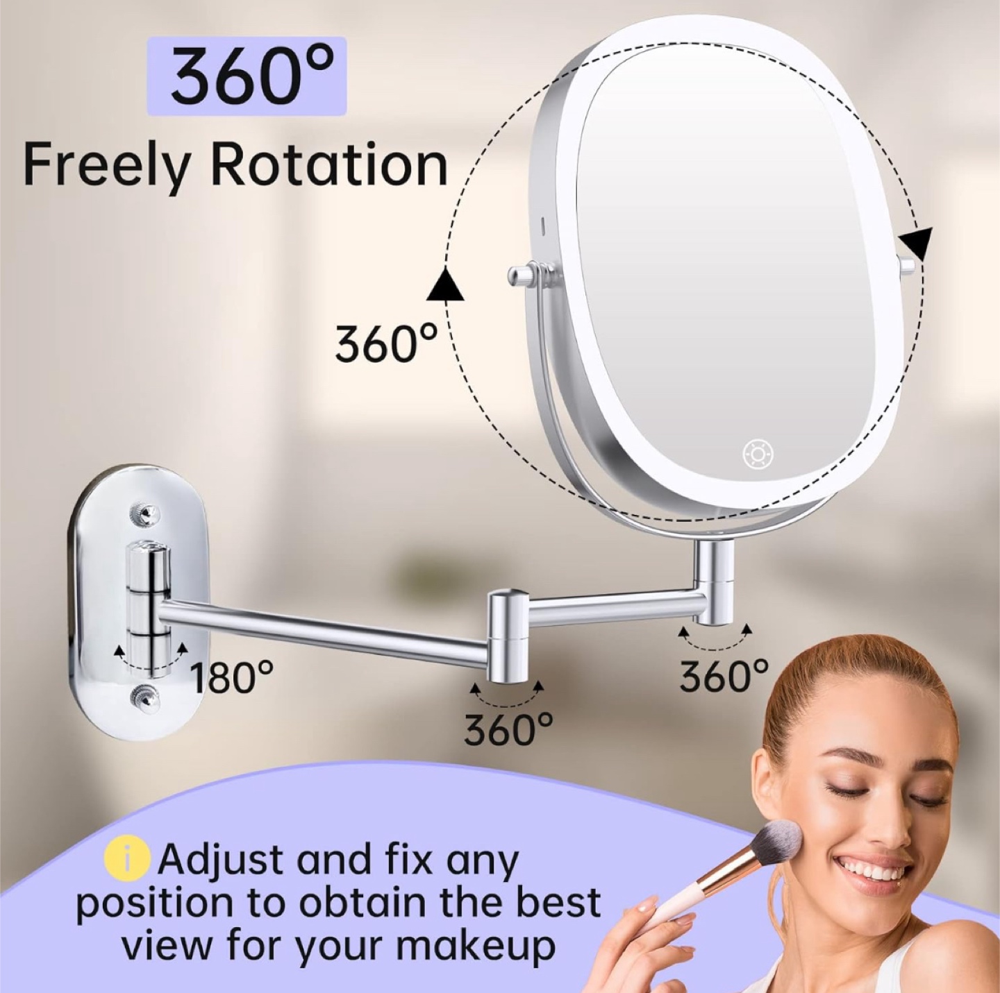 Wall Mounted Lighted Makeup Vanity Mirror - New in Box! - photo 3
