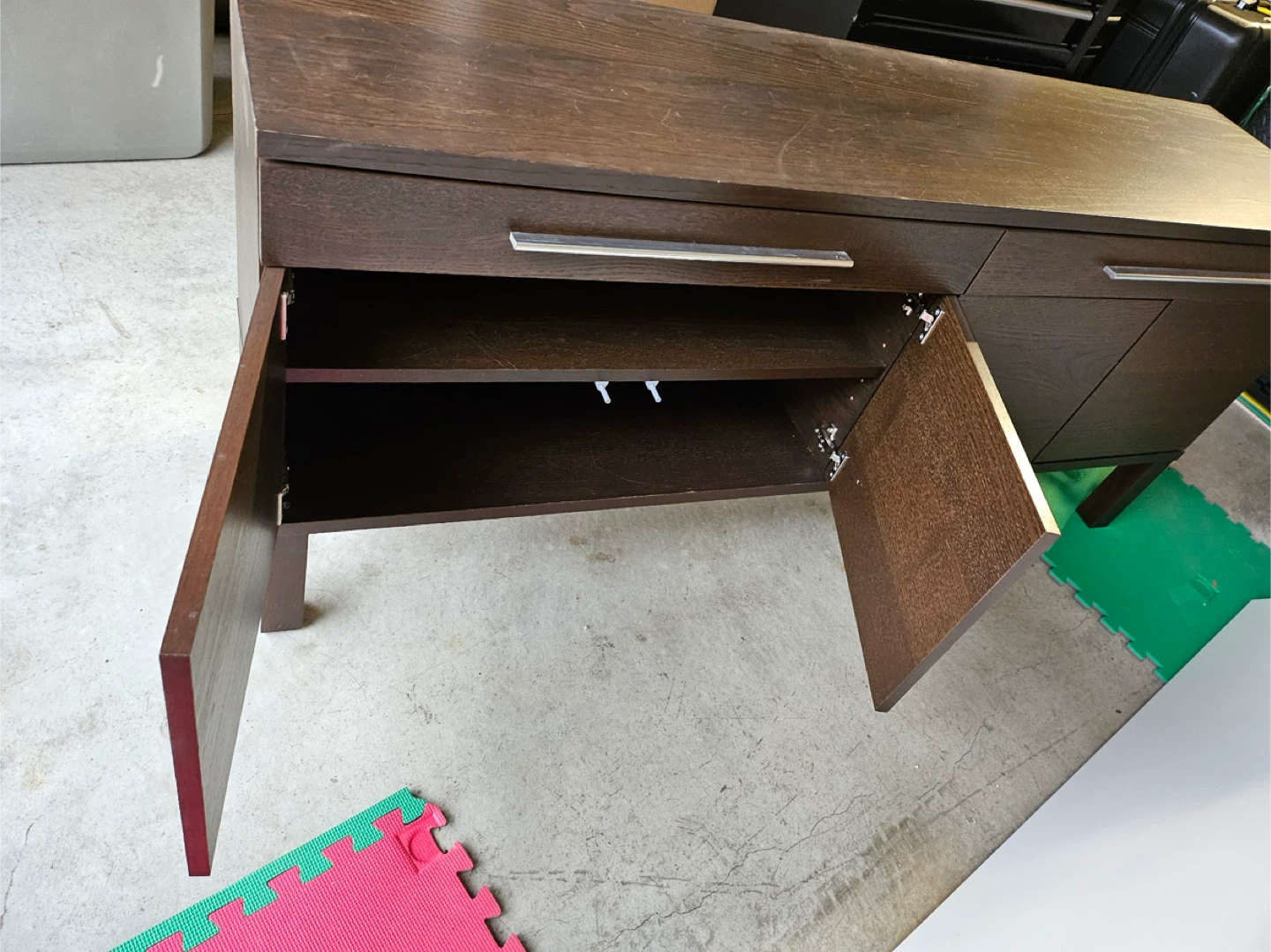 Brown Wood Credenza Cabinet - photo 2