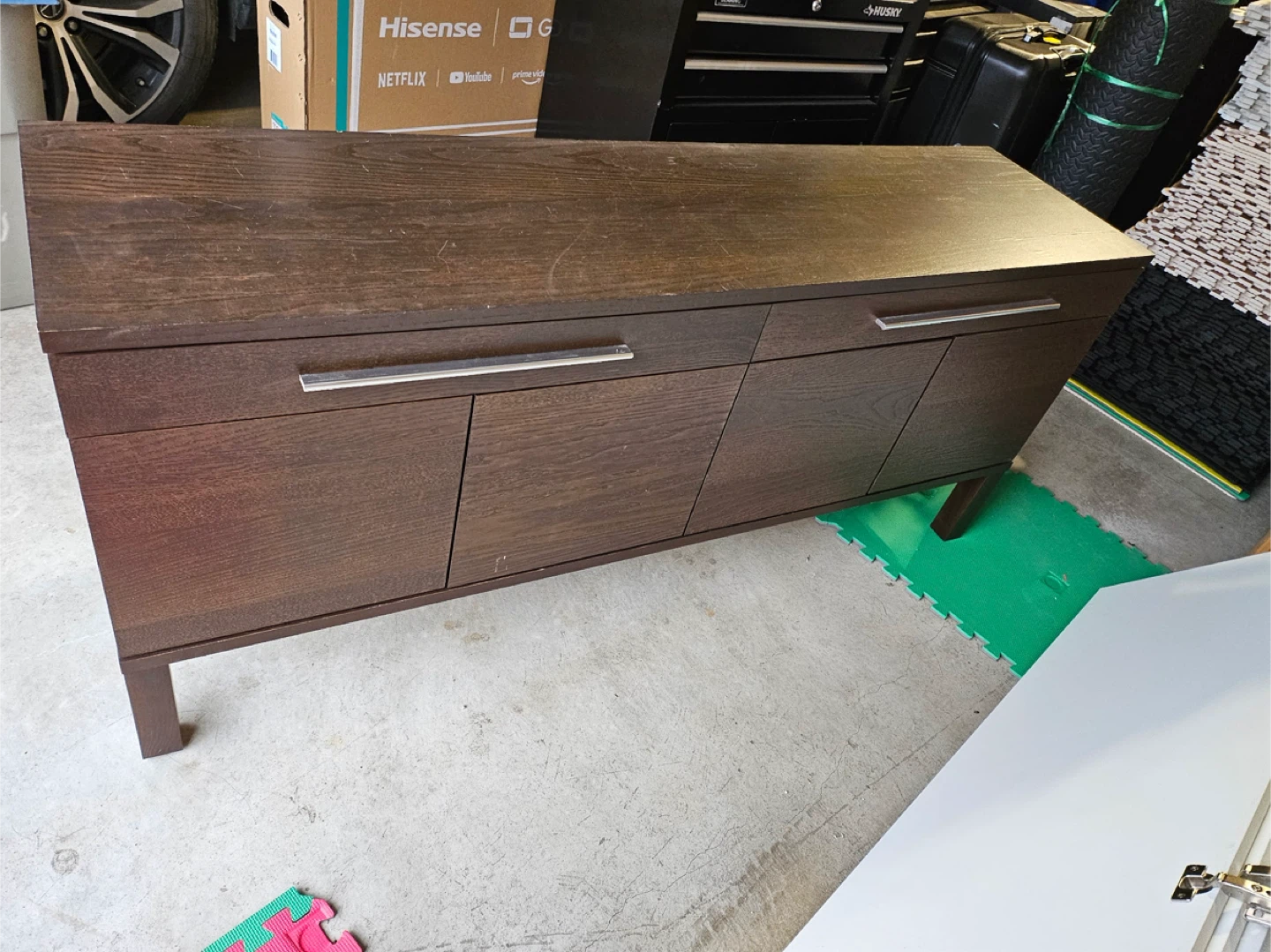 Brown Wood Credenza Cabinet