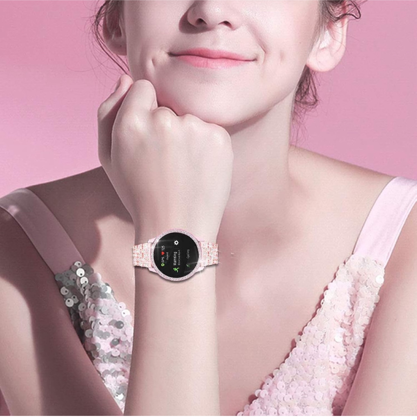 Pink Rhinestone Samsung Galaxy Watch Case - photo 5