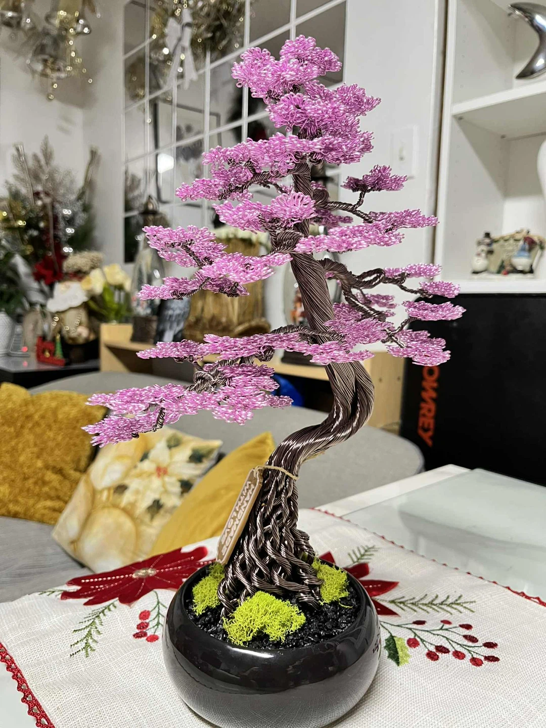 Handcrafted Cherry blossom Aluminum Wire bonsai tree - photo 3