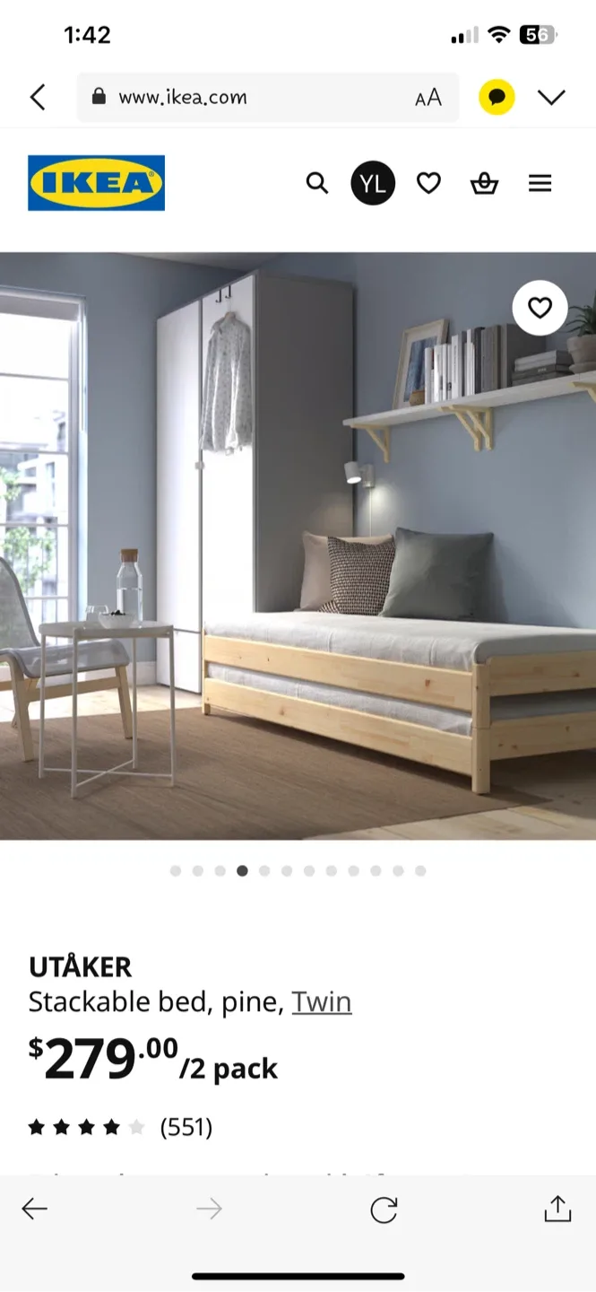 IKEA UTÅKER Stackable Bed, Twin image indicator(3)