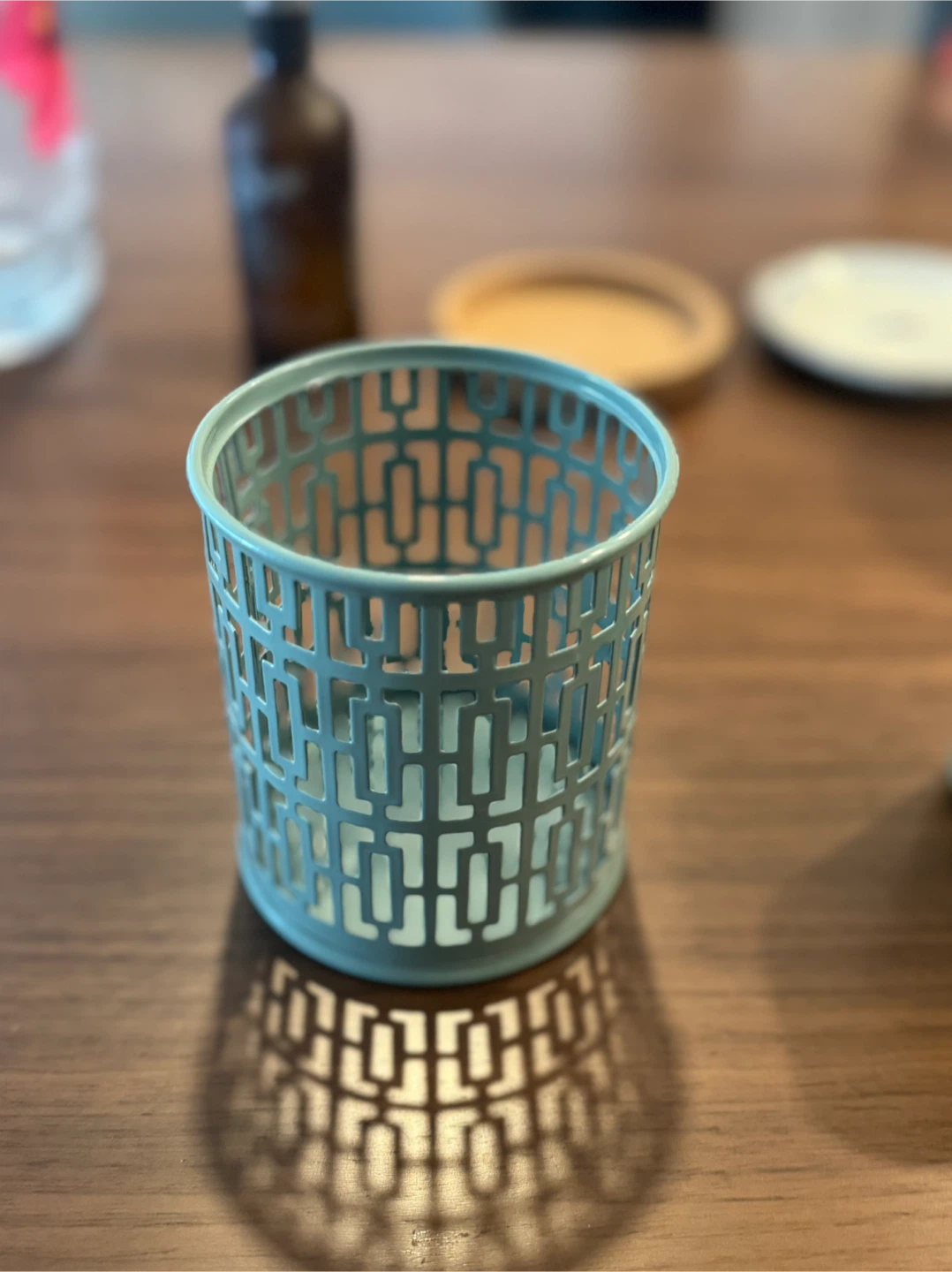 Blue Metal Pen Holder