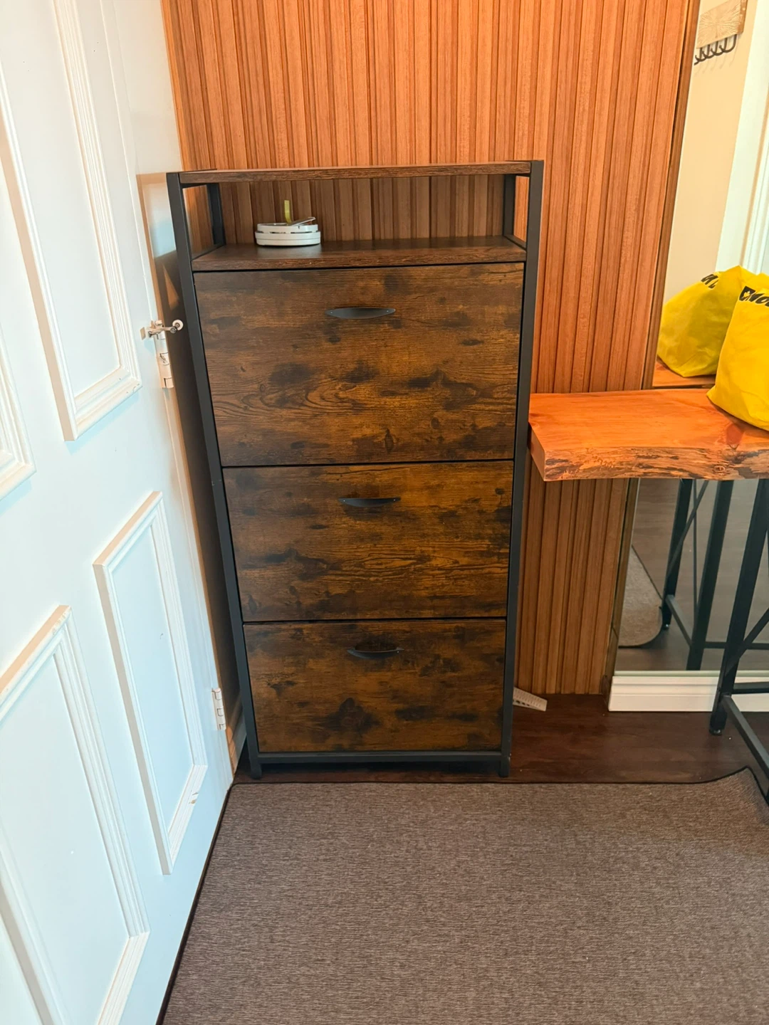 Wood & Metal Shoe Cabinet