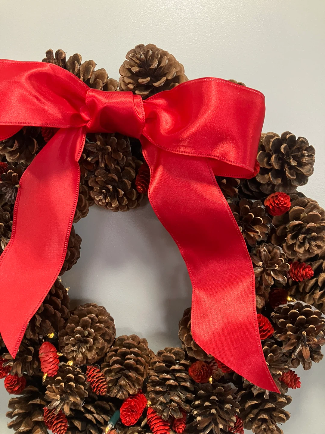 Pinecone Wreath with Red Ribbon - photo 2
