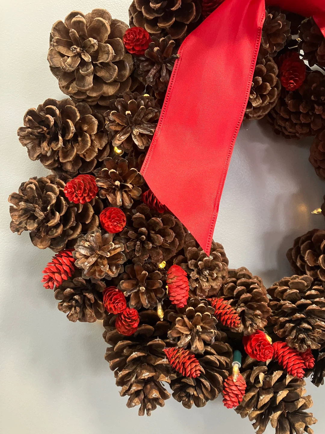 Pinecone Wreath with Red Ribbon - photo 3