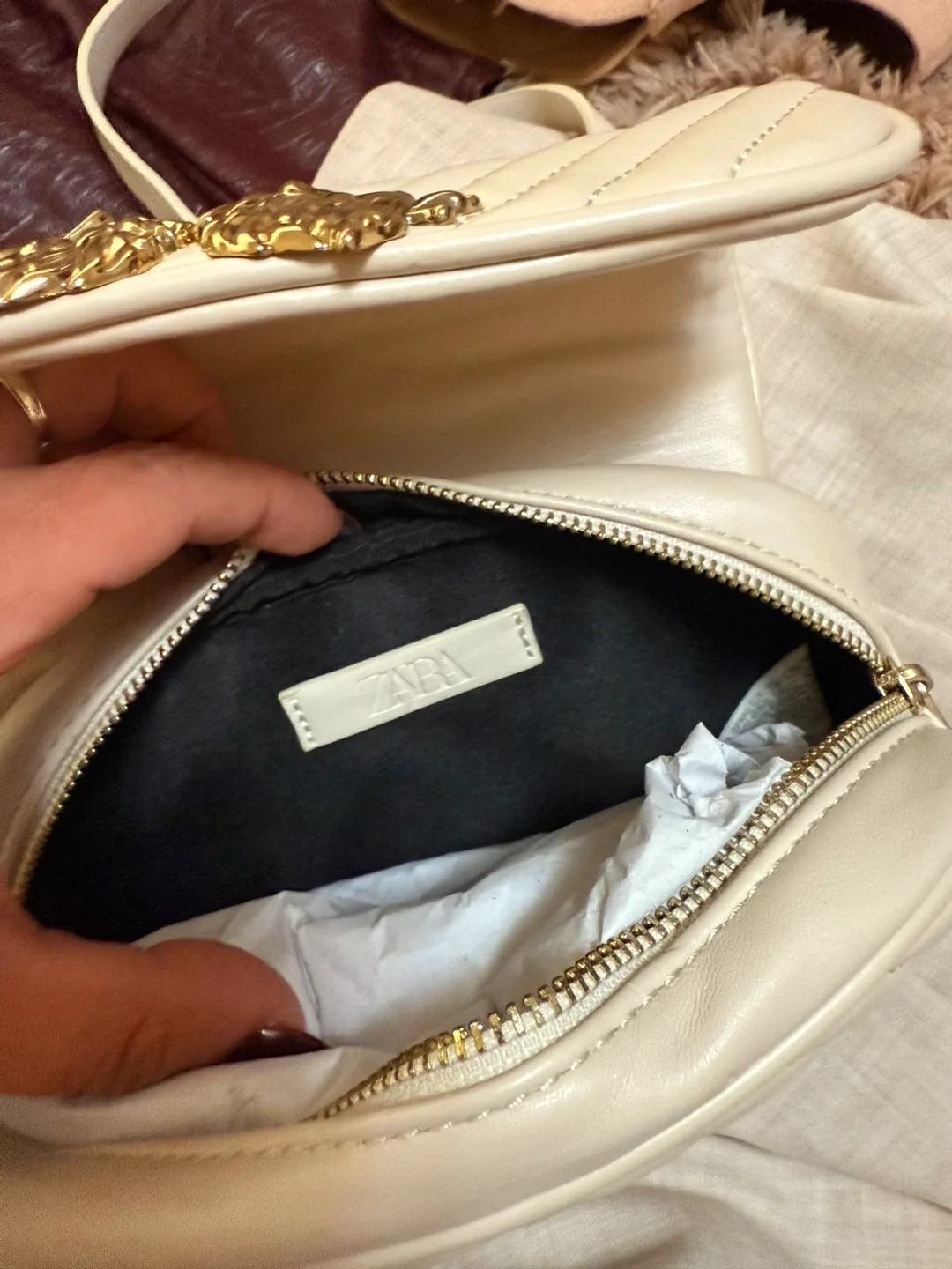 Zara Quilted Shoulder Bag - Cream image indicator(2)