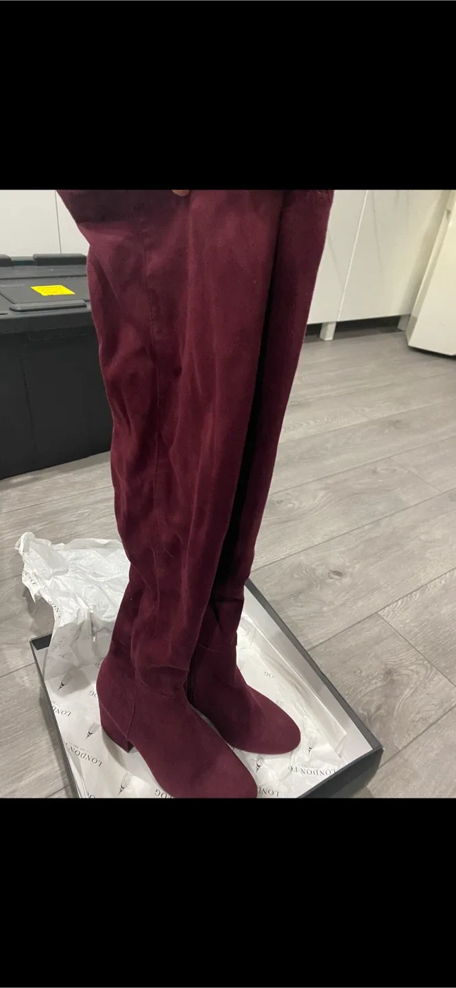 London Fog Burgundy Over-the-Knee Boots