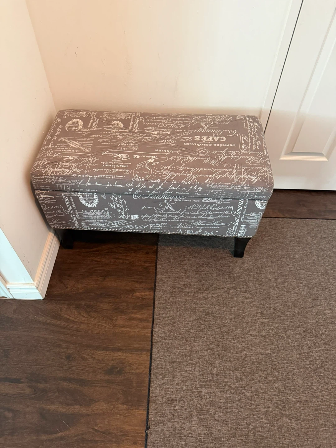 Storage Ottoman Bench - Grey Patterned