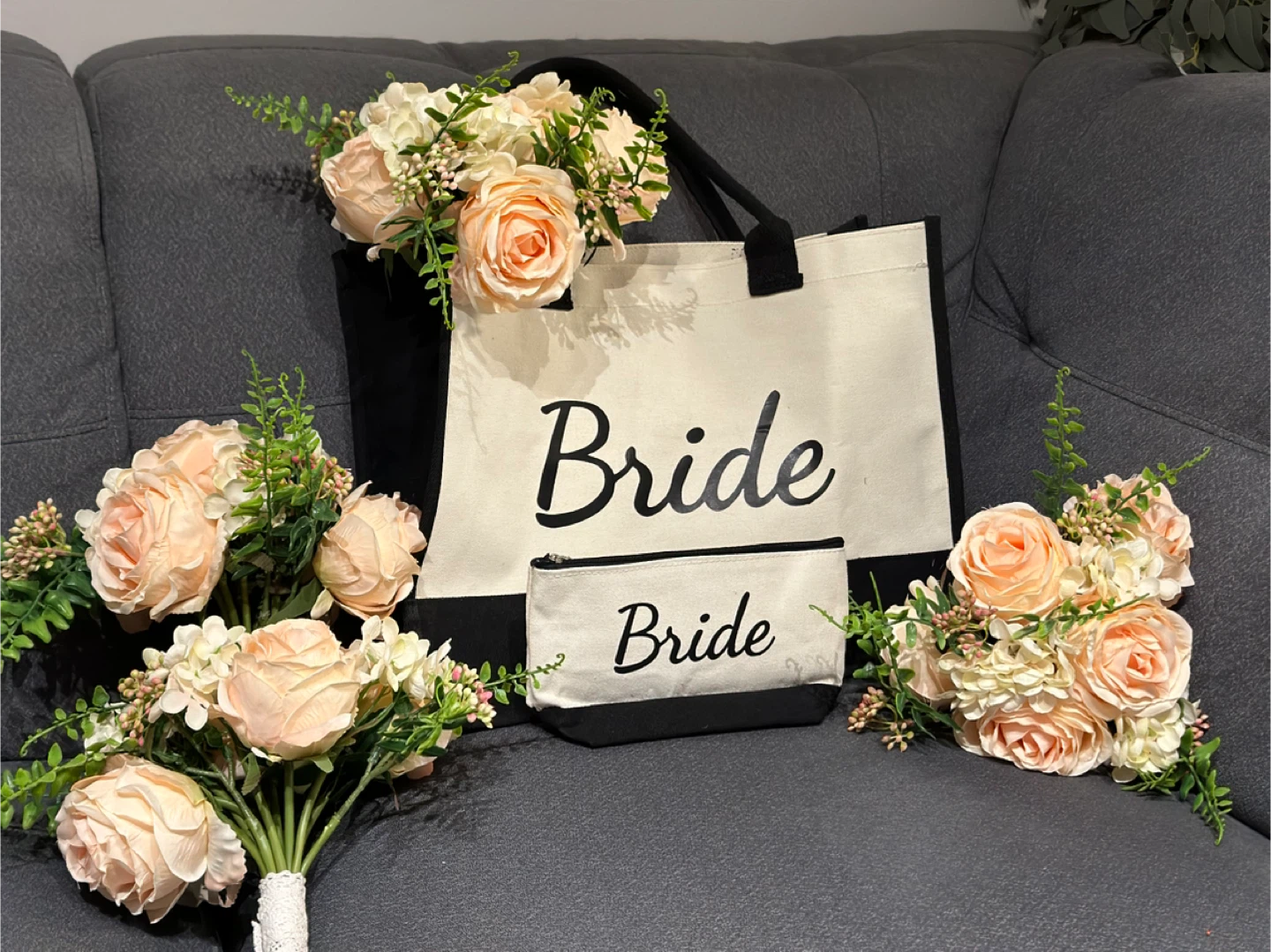 Bride Tote Bag with Matching Pouch