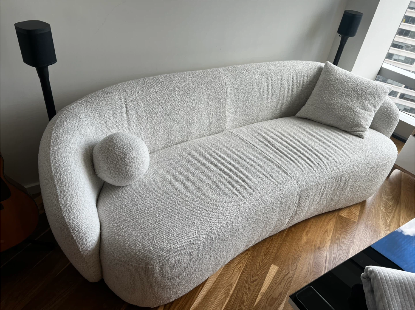 Ivy Bronx Heidemaria 89" Boucle Curved Sofa - White - photo 3