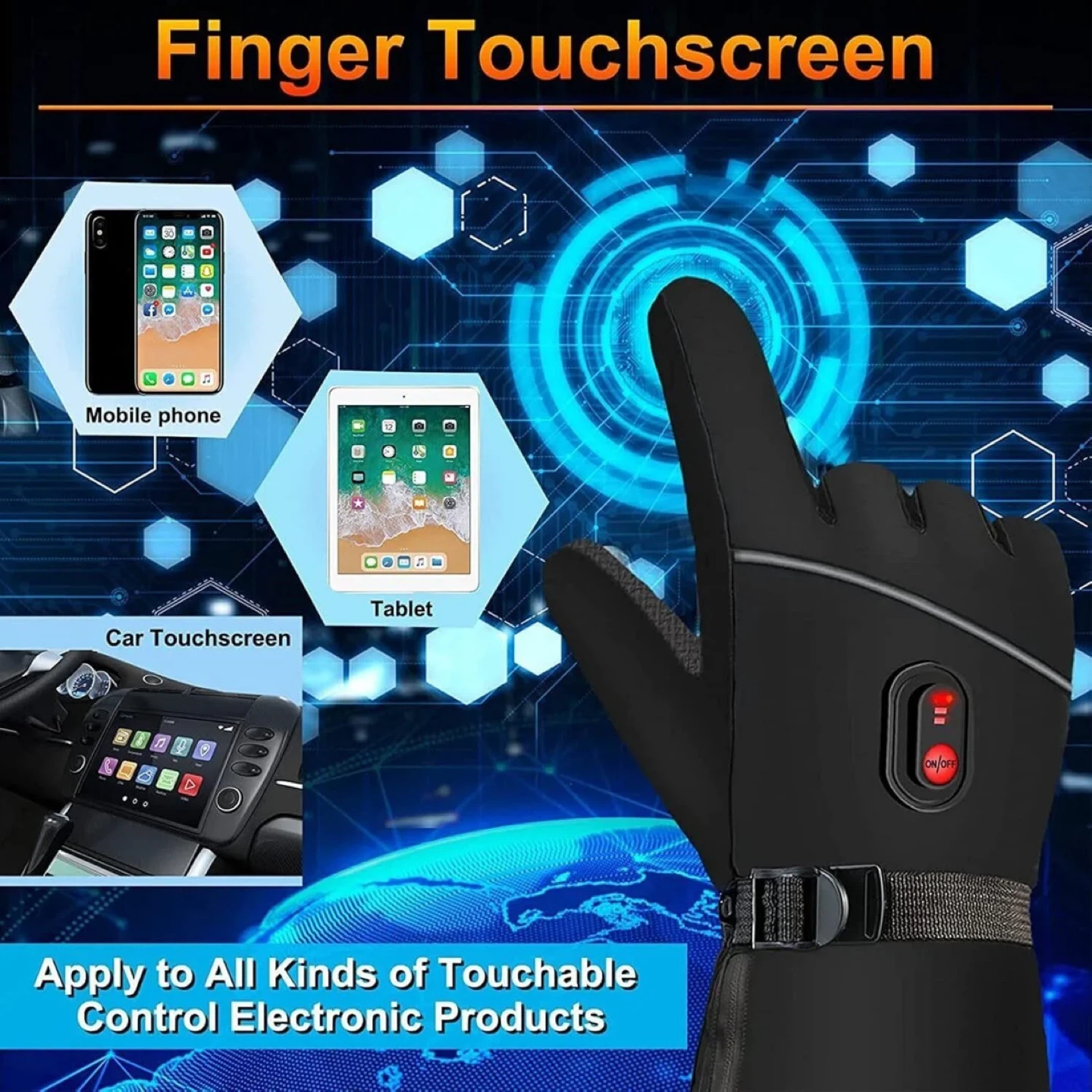 Heated Touchscreen Gloves - Black - photo 4