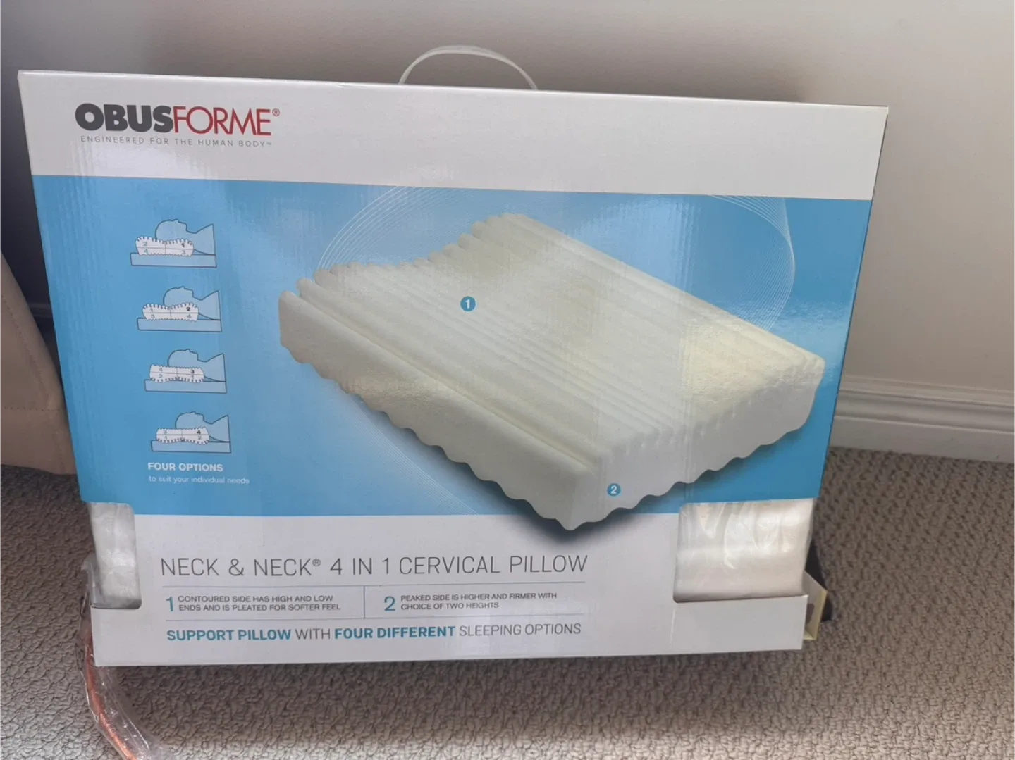 Brand New!! ObusForme Neck & Neck 4 in 1 Cervical Pillow