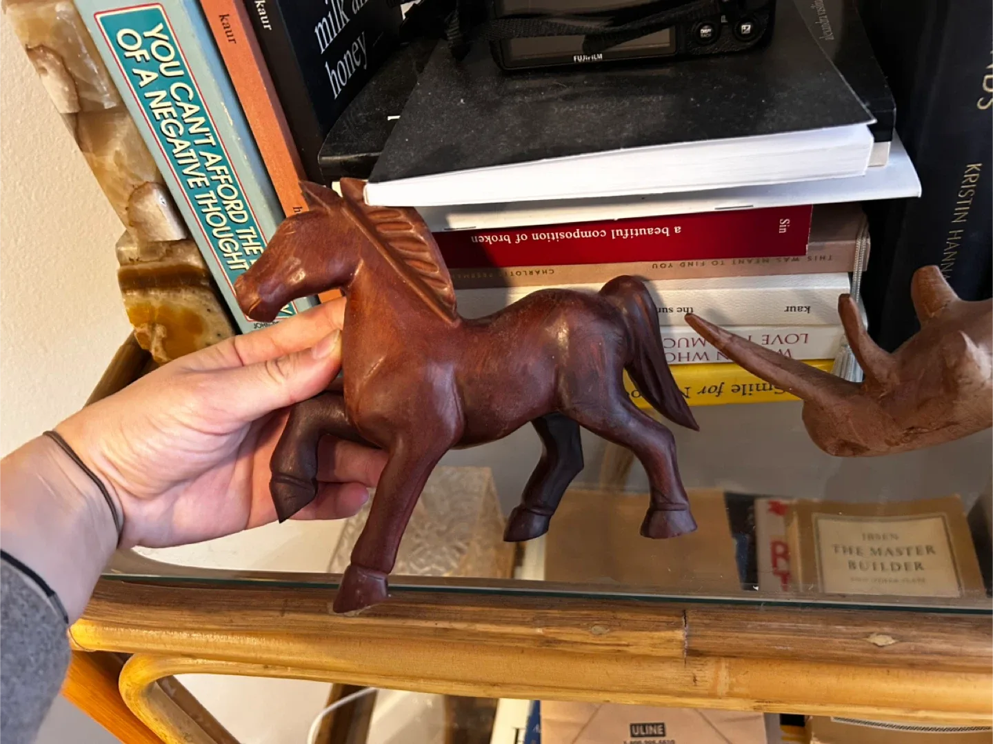 Hand Carved Wooden Horse Figurine