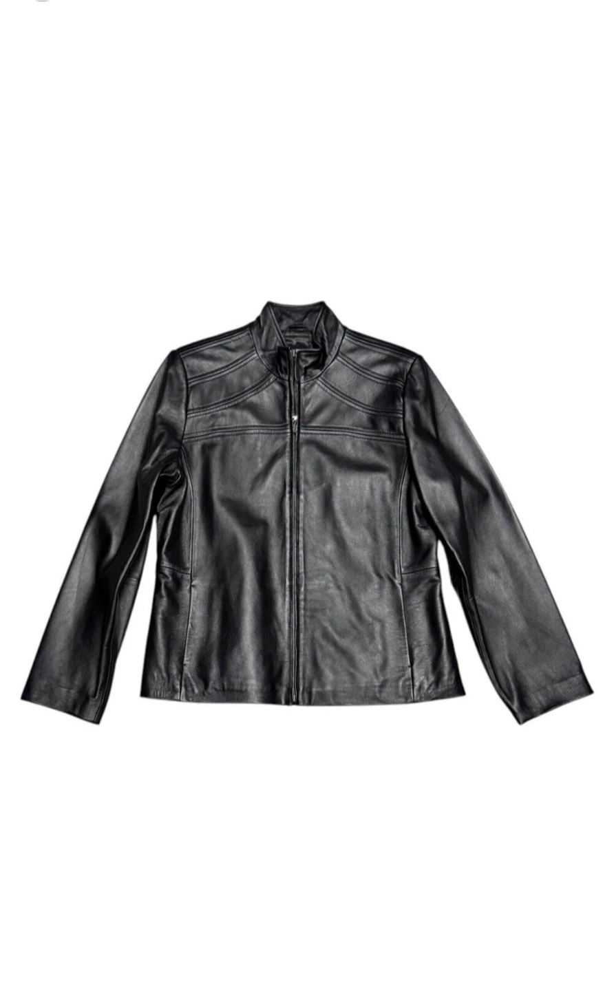 Nicole Miller Black Leather Jacket XL