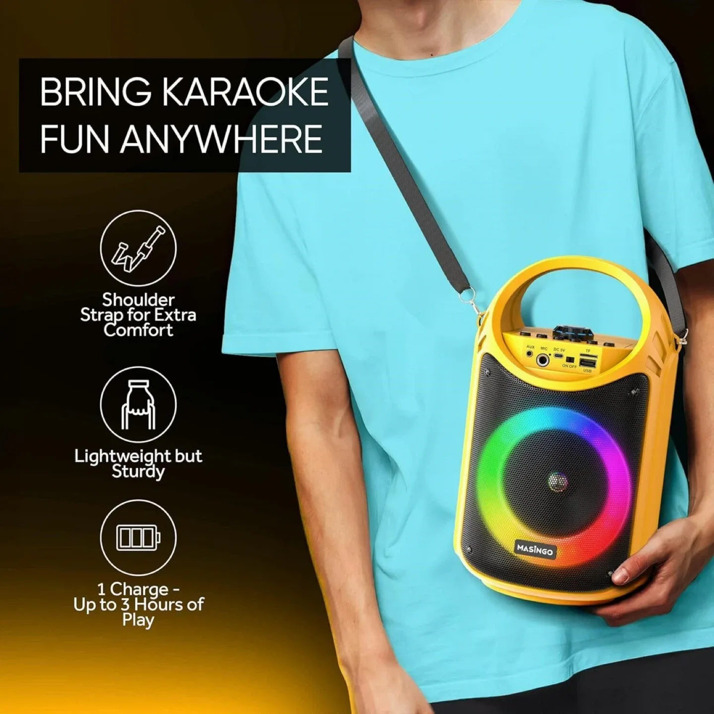 Masingo Burletta C10 Karaoke Machine - Yellow image indicator(5)