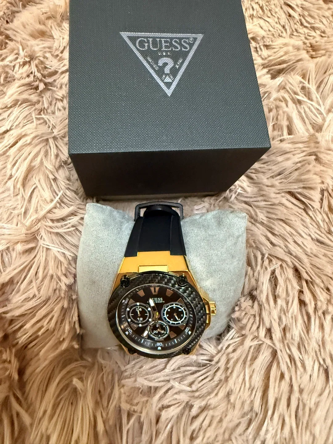 Guess Gold & Black Watch with Box image indicator(2)