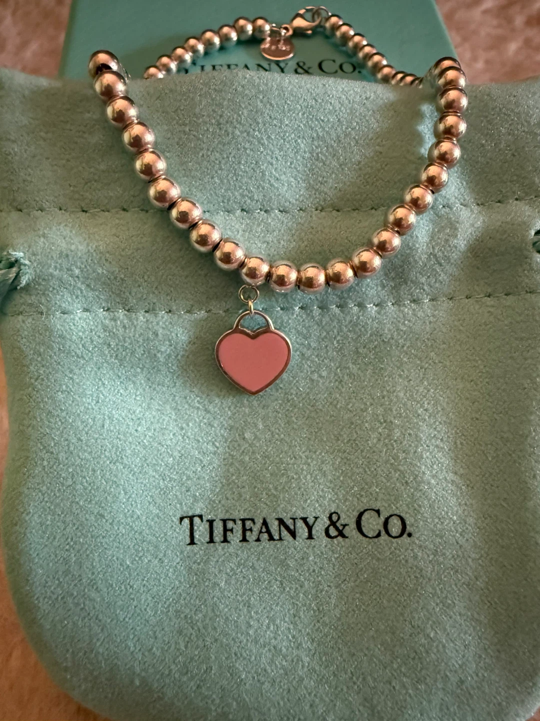 Tiffany & Co. Pink Heart Tag Bead Bracelet - photo 2