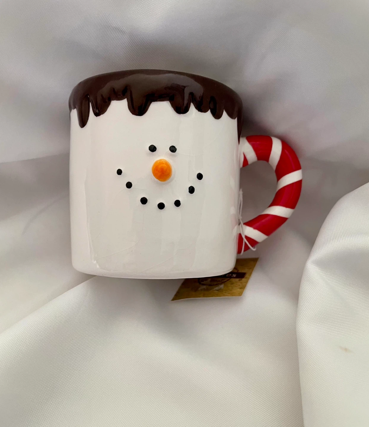 Snowman Mug with Candy Cane Handle