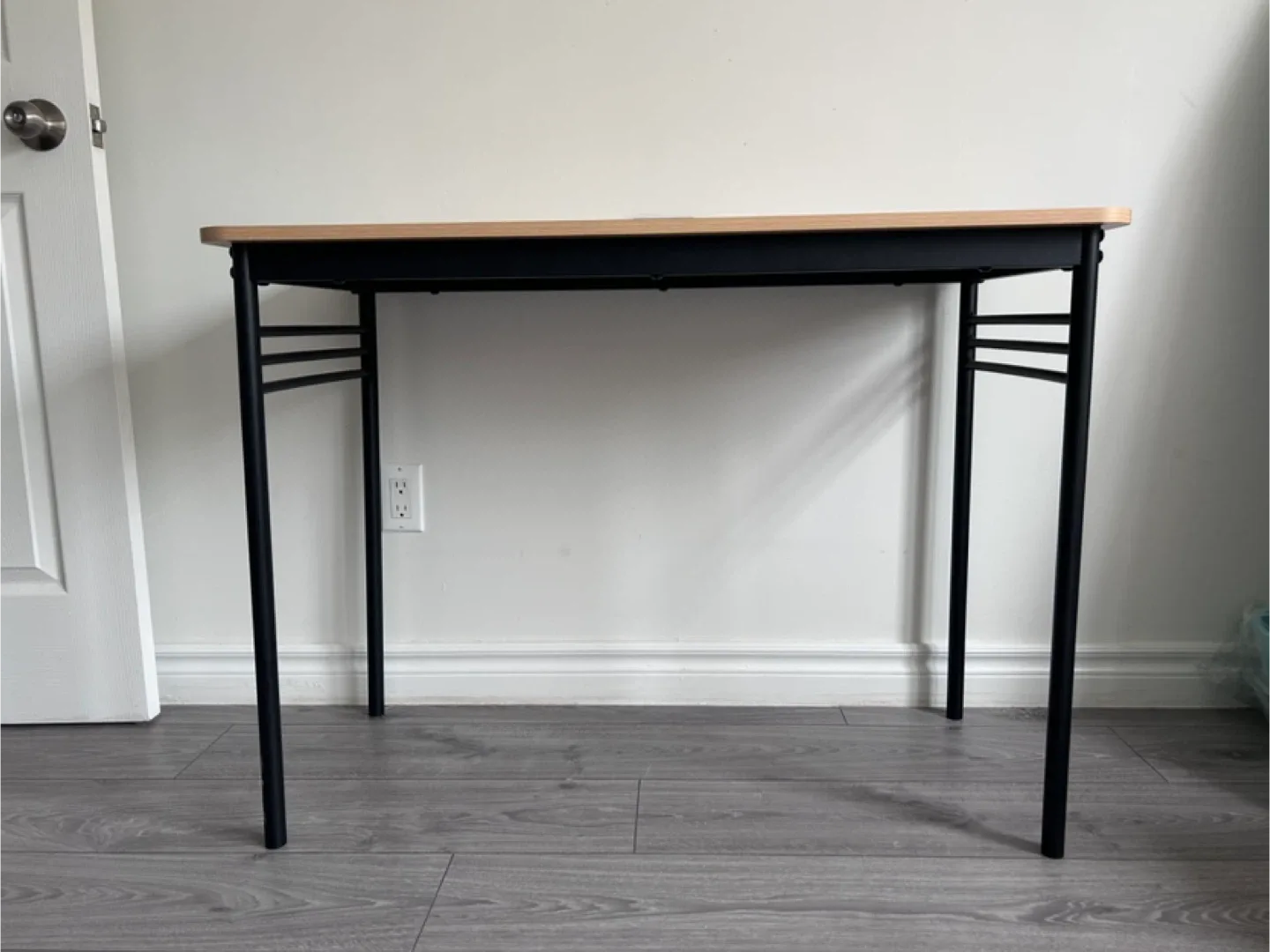 Wood Top Desk with Black Metal Legs