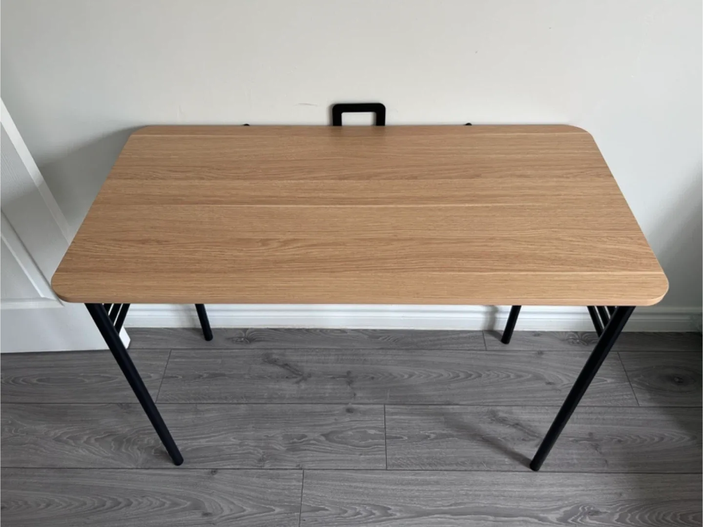 Wood Top Desk with Black Metal Legs image indicator(2)