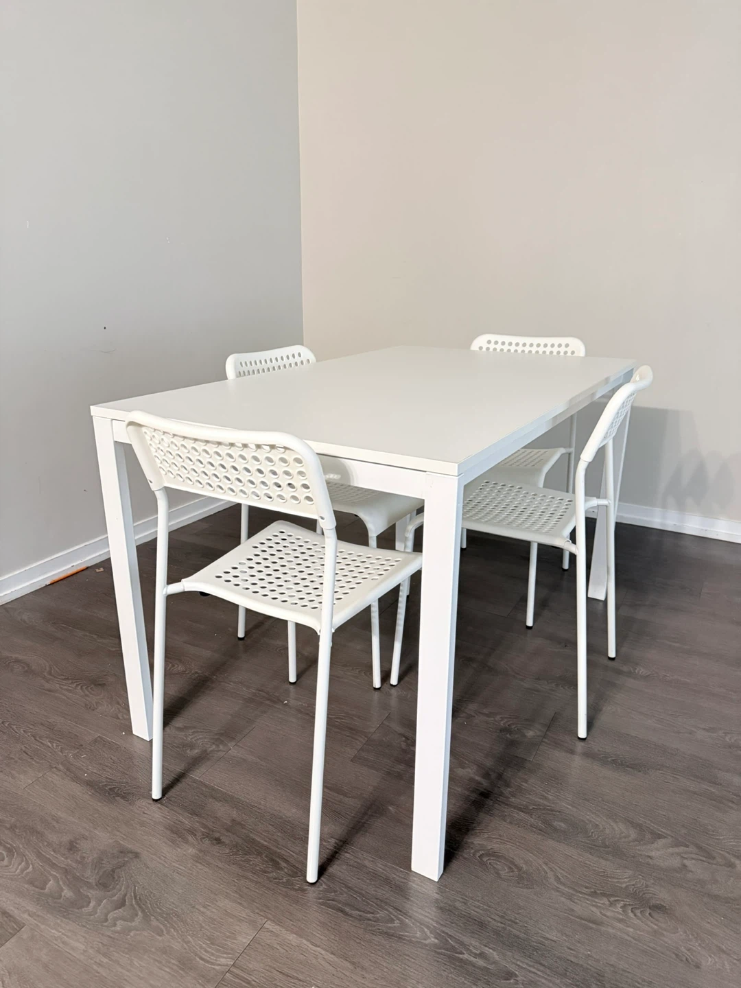 IKEA White Dining Table with 4 Chairs