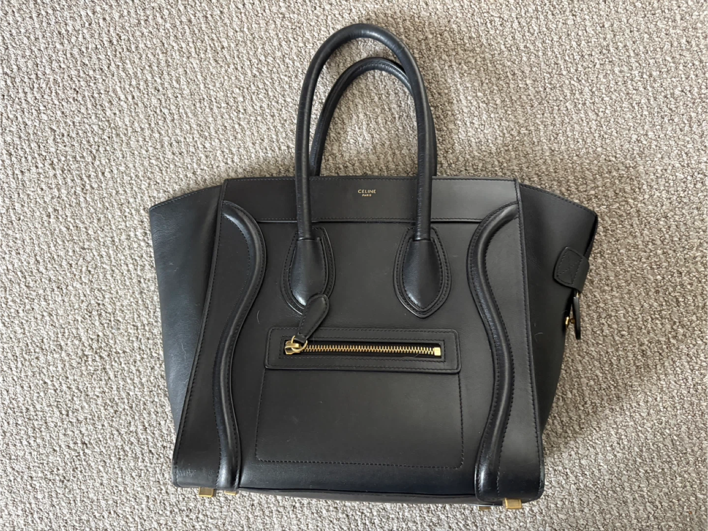 Celine Luggage Tote - Black Leather