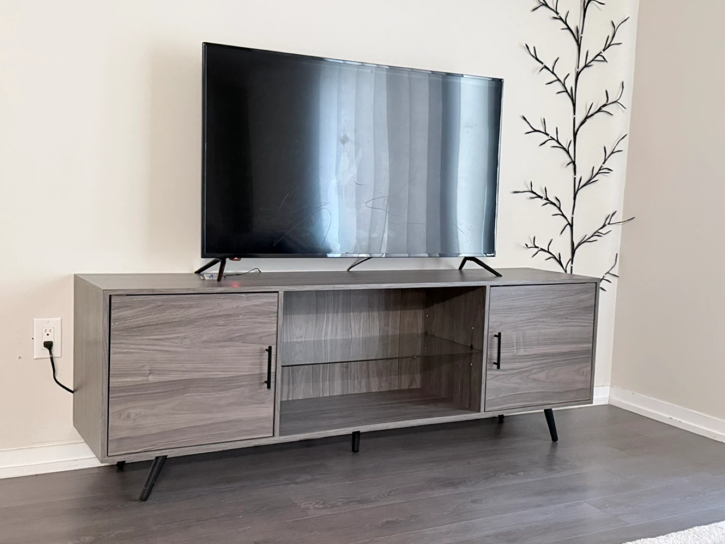 Grey Wood Grain TV Stand