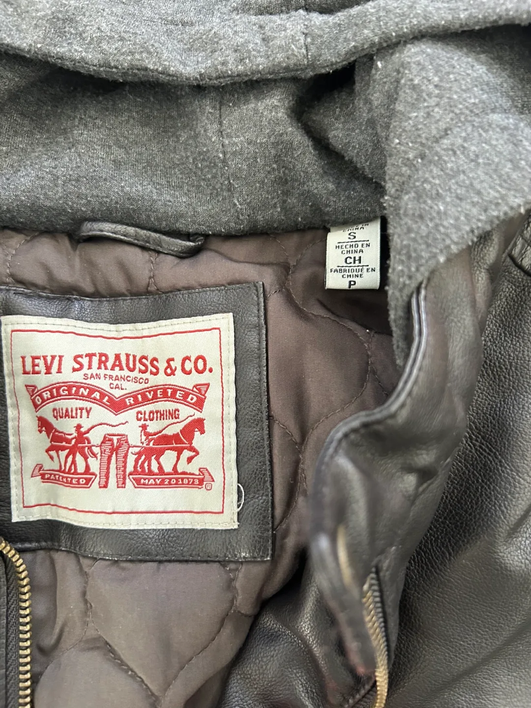 Levi Strauss & Co. Leather Jacket with Hood - Size S image indicator(2)