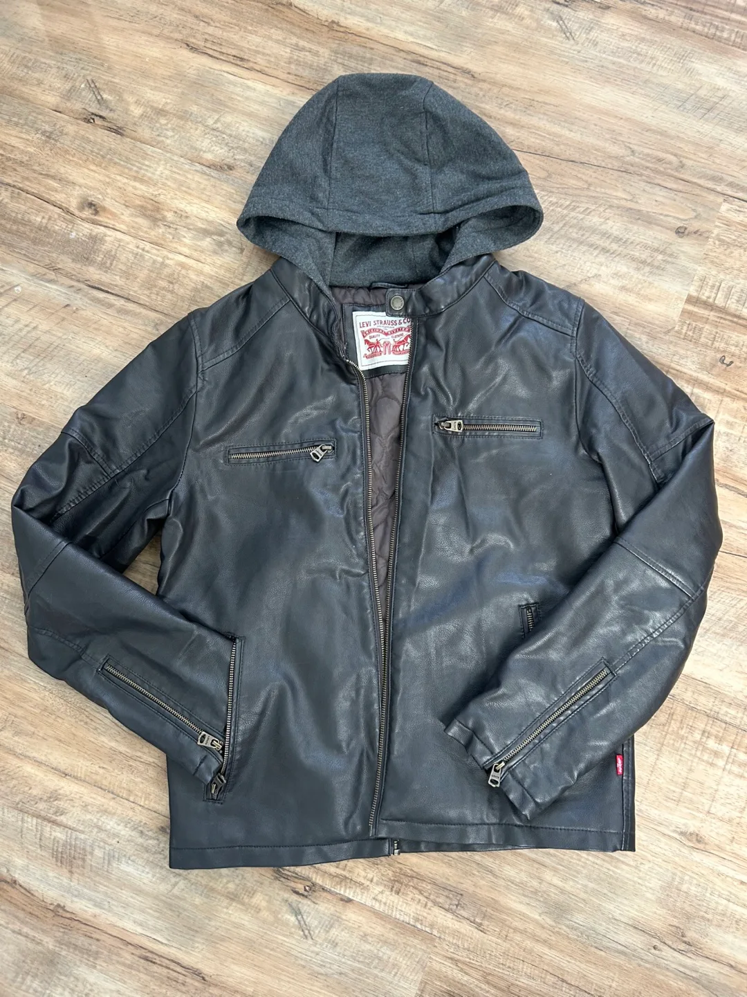 Levi Strauss & Co. Leather Jacket with Hood - Size S