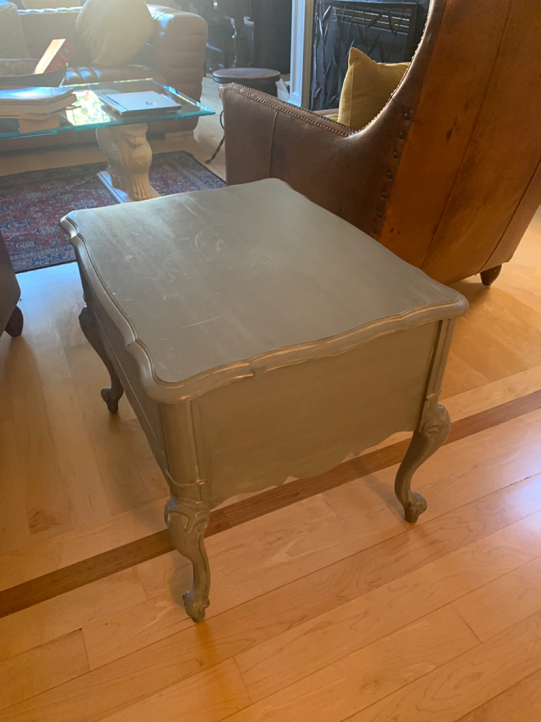 Grey Painted Wood End Table - photo 5