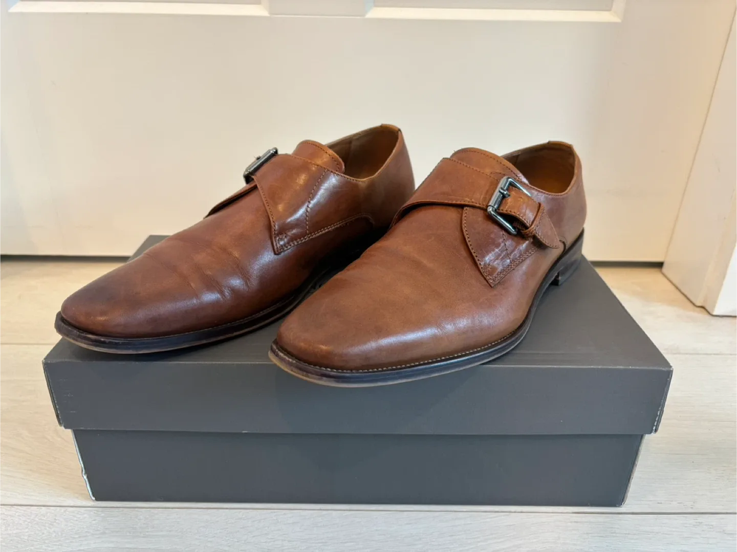 Nordstrom Men's Brown Leather Monk Strap Shoes image indicator(2)