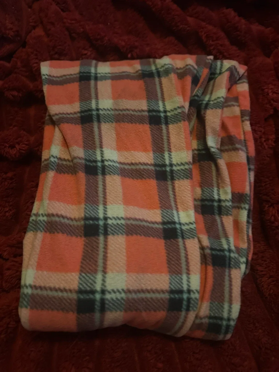 Coral Plaid Fleece pyjama pants
