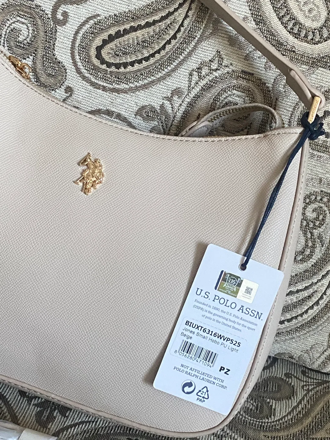 New (Unused) U.S. Polo Assn. Jones Small Hobo Bag - Beige image indicator(2)