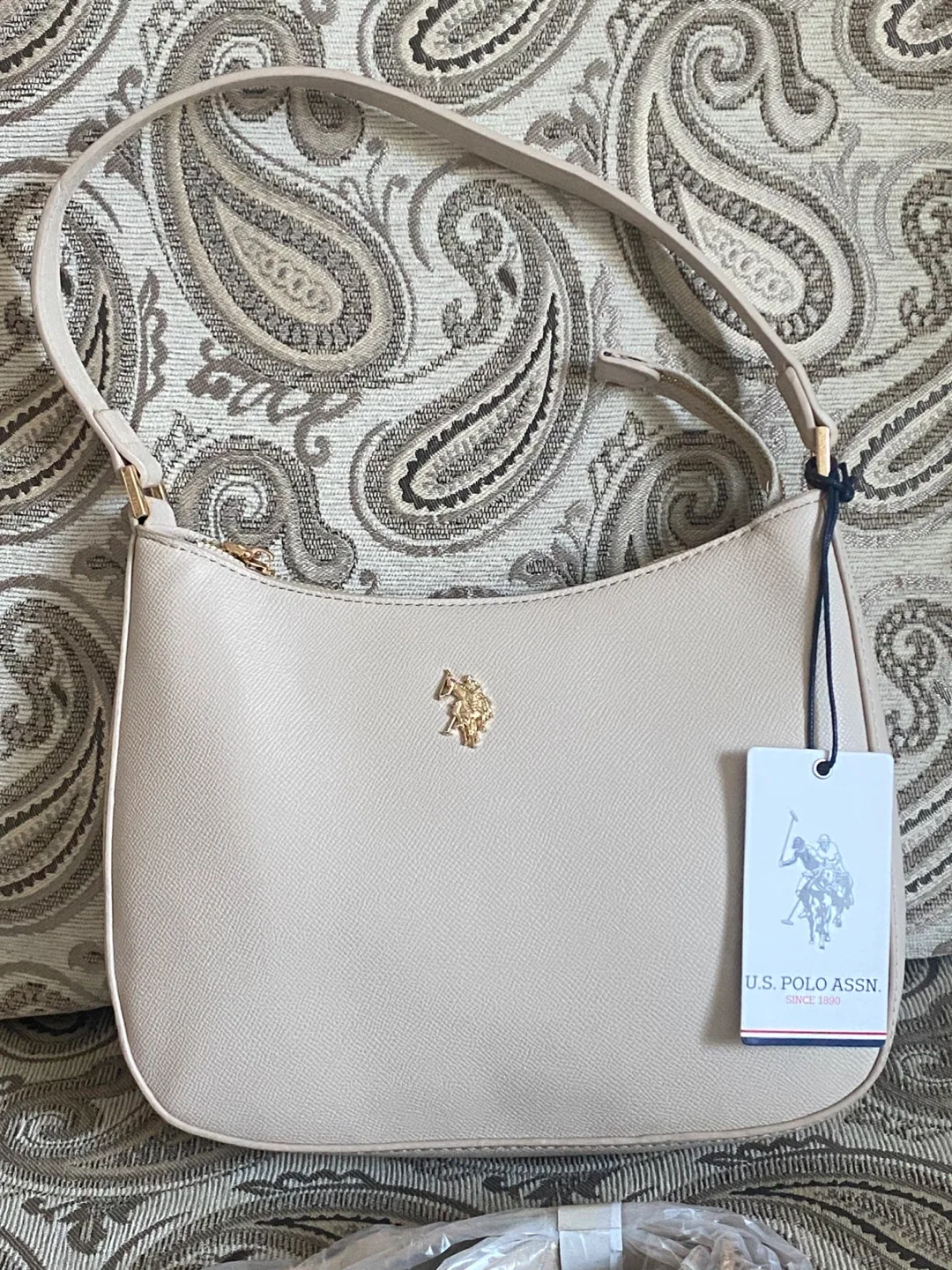 New (Unused) U.S. Polo Assn. Jones Small Hobo Bag - Beige thumbnail