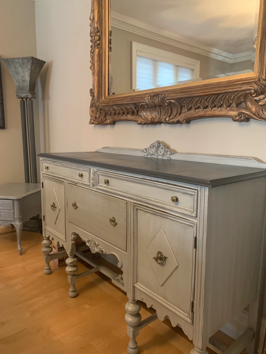 Vintage Grey Painted Buffet Sideboard