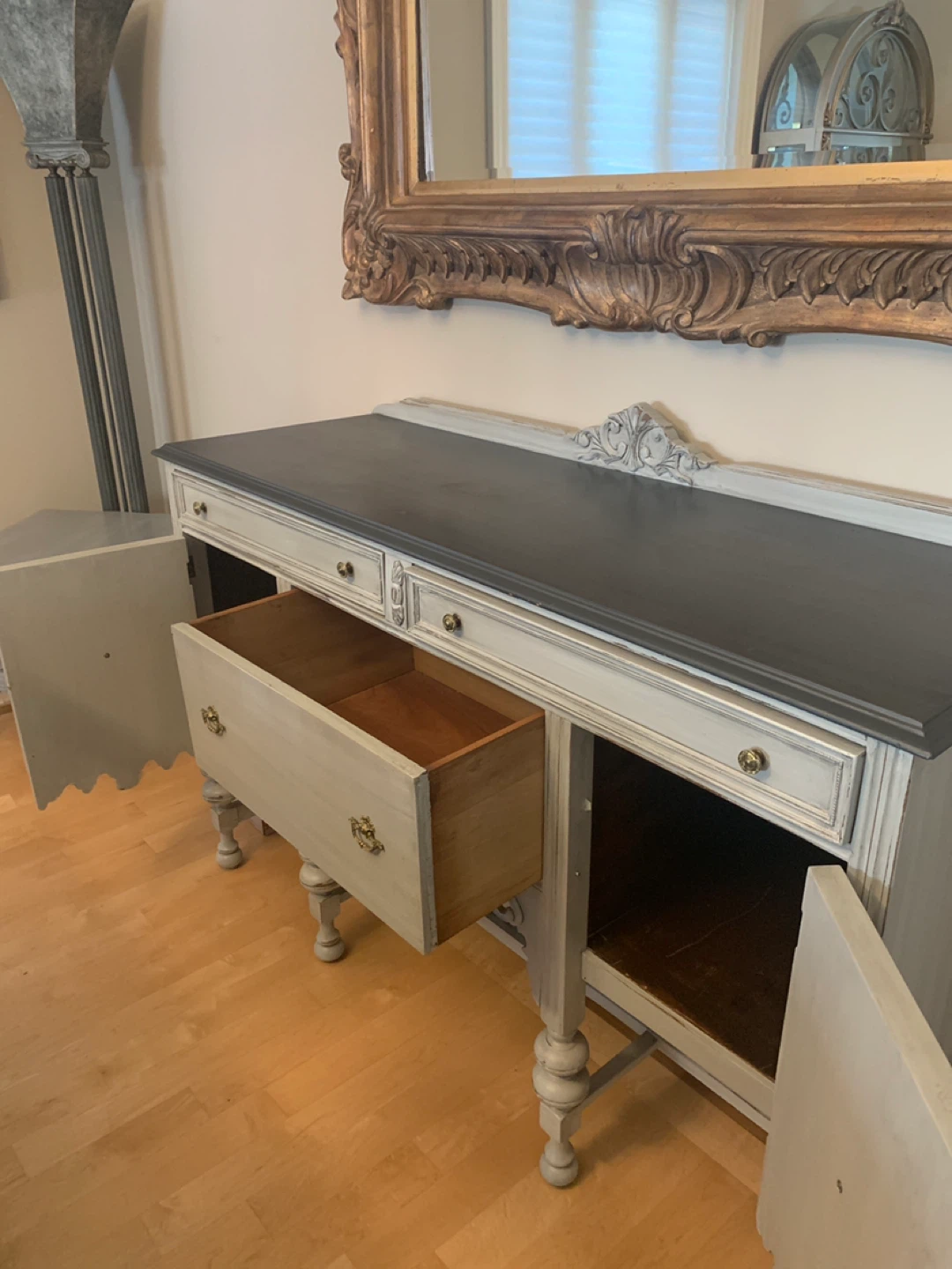 Vintage Grey Painted Buffet Sideboard - photo 3