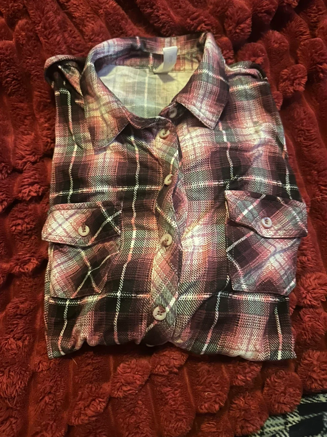 Flannel Plaid Button-Up Shirt