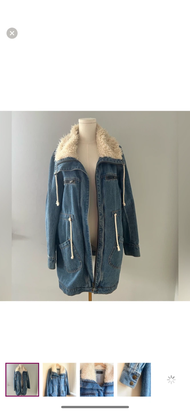 Minkpink Denim Jacket with shearling Collar - Size M