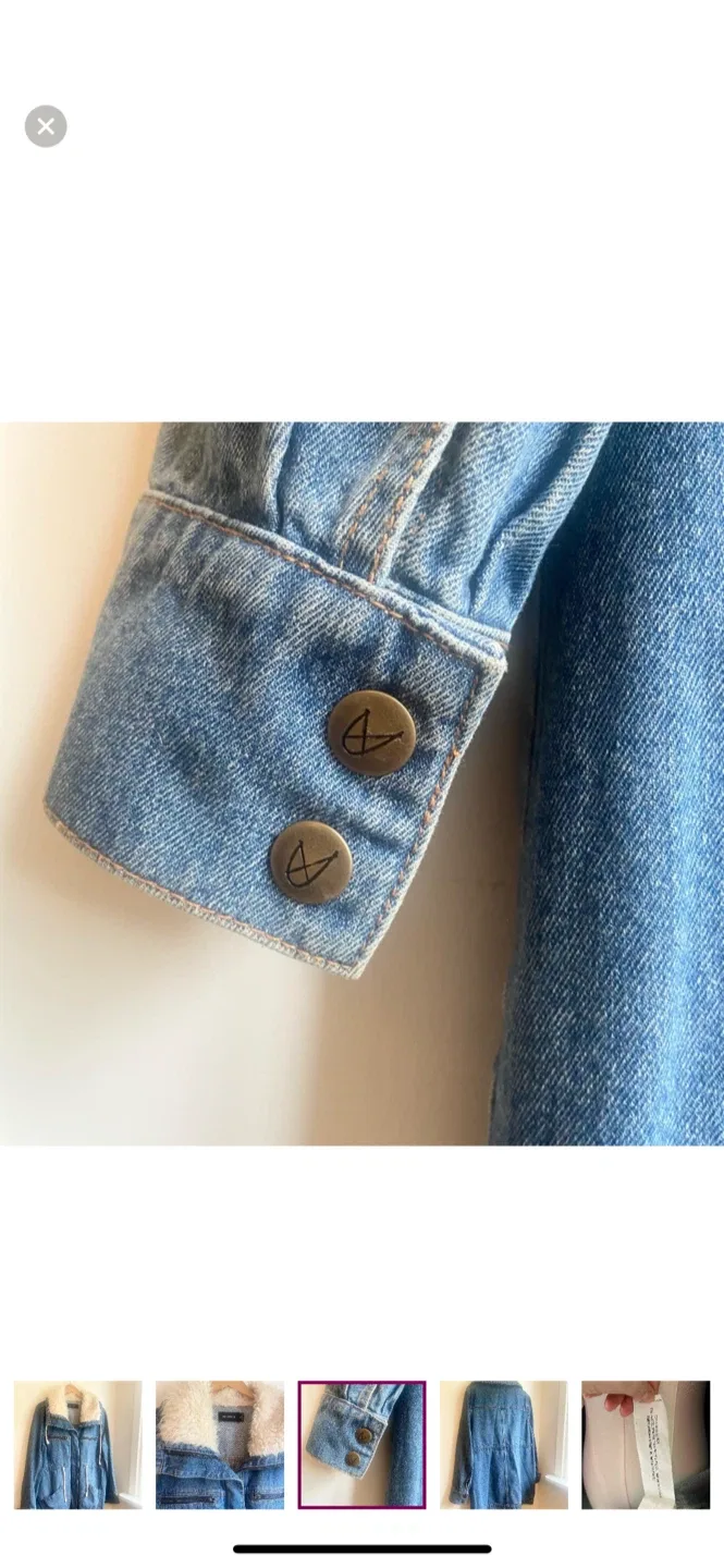 Minkpink Denim Jacket with shearling Collar - Size M image indicator(4)