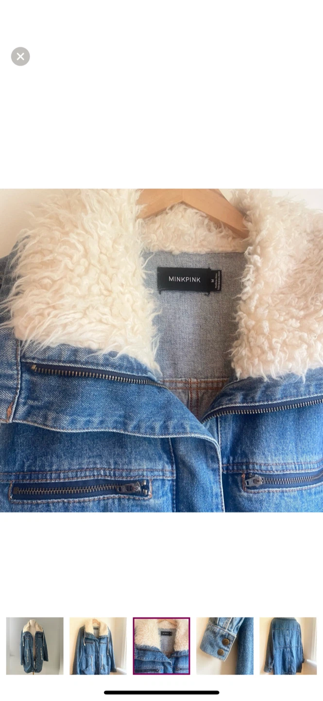 Minkpink Denim Jacket with shearling Collar - Size M - photo 3