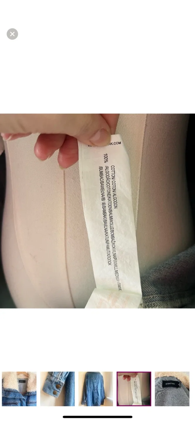 Minkpink Denim Jacket with shearling Collar - Size M image indicator(6)