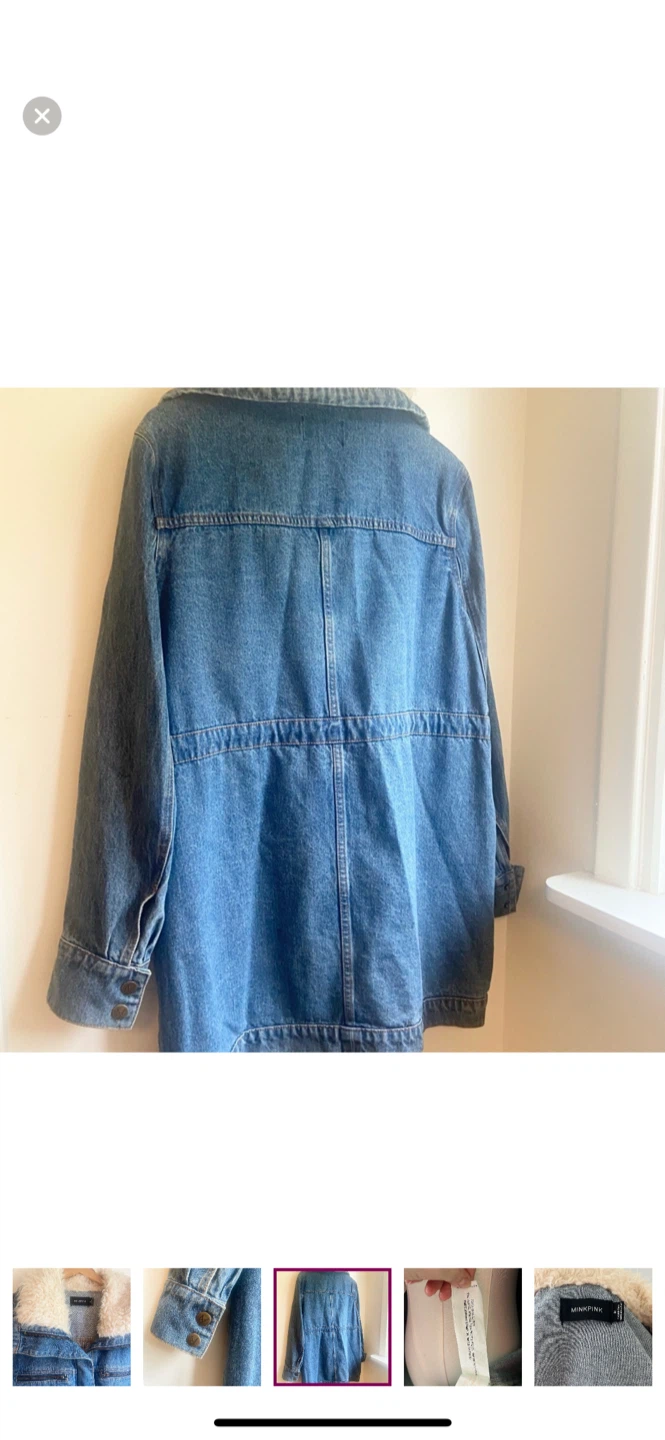 Minkpink Denim Jacket with shearling Collar - Size M - photo 5