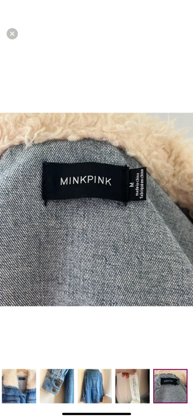 Minkpink Denim Jacket with shearling Collar - Size M image indicator(7)