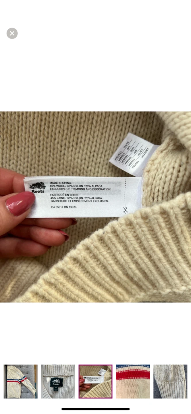 Roots Beige V-Neck Sweater Size S/P - photo 5