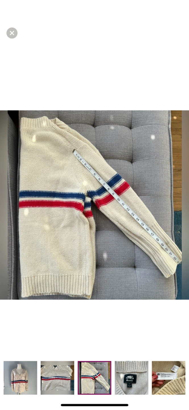 Roots Beige V-Neck Sweater Size S/P - photo 3